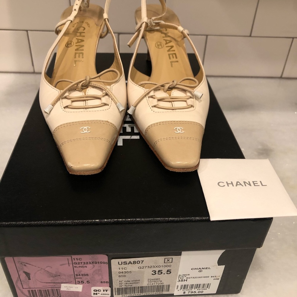 Chanel beige sling back shoes